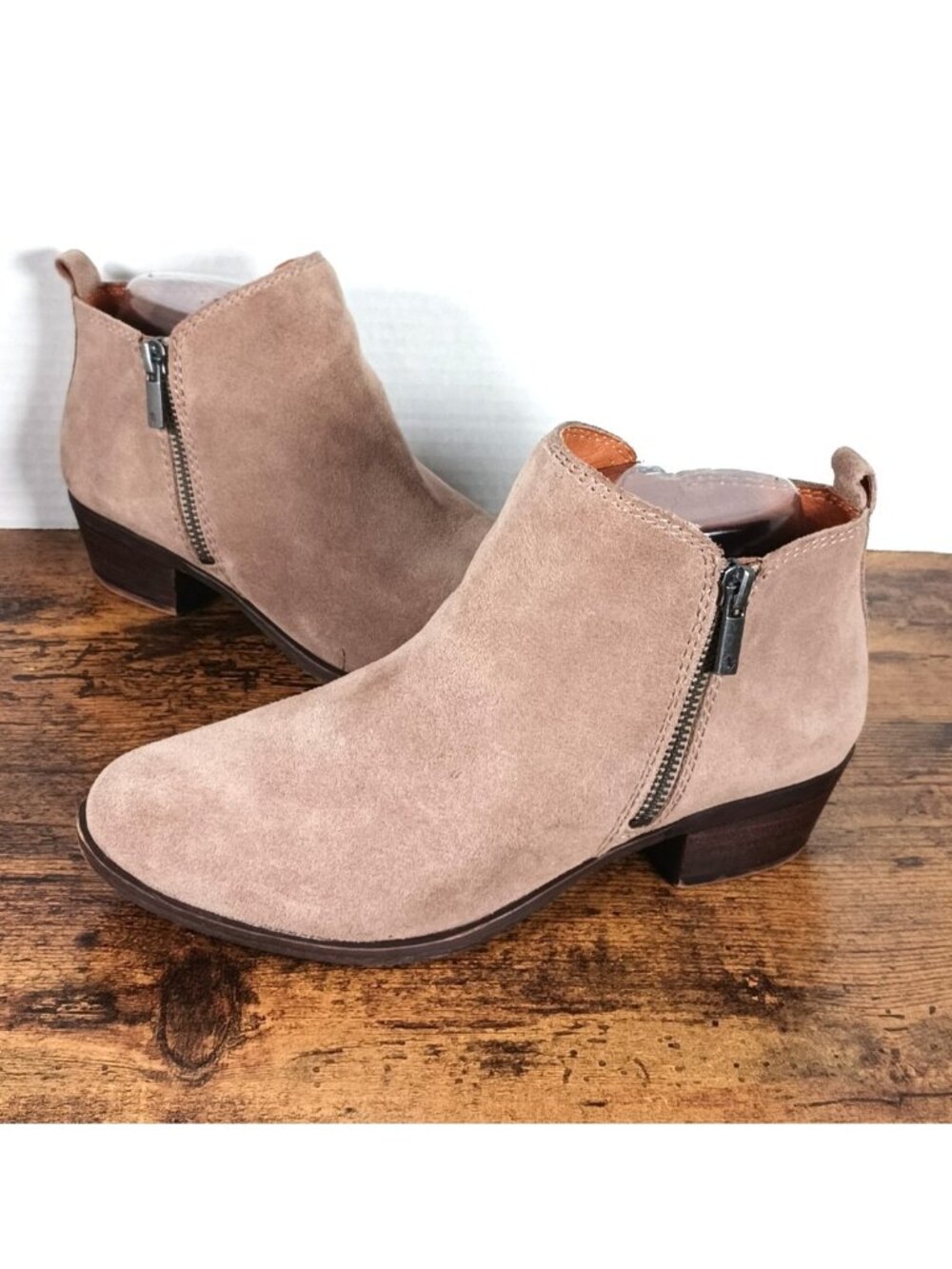 Lucky Brand Womens 6W Basel Oiled Suede Ankle Bootie Light Taupe